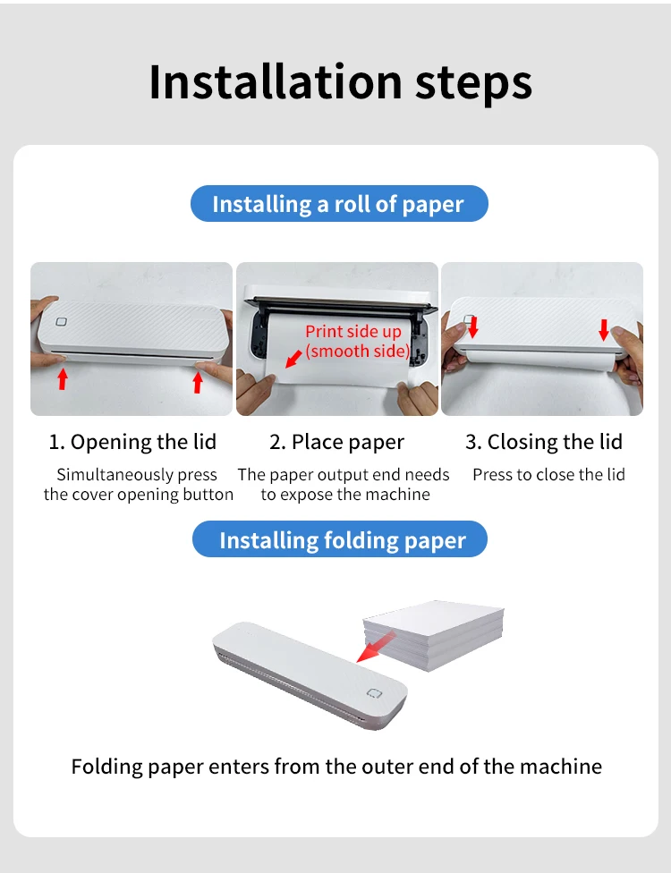 מדפסת תרמית ניידת ללא דיו עם חיבור בלוטות' להדפסה מהמחשב או מהטלפון