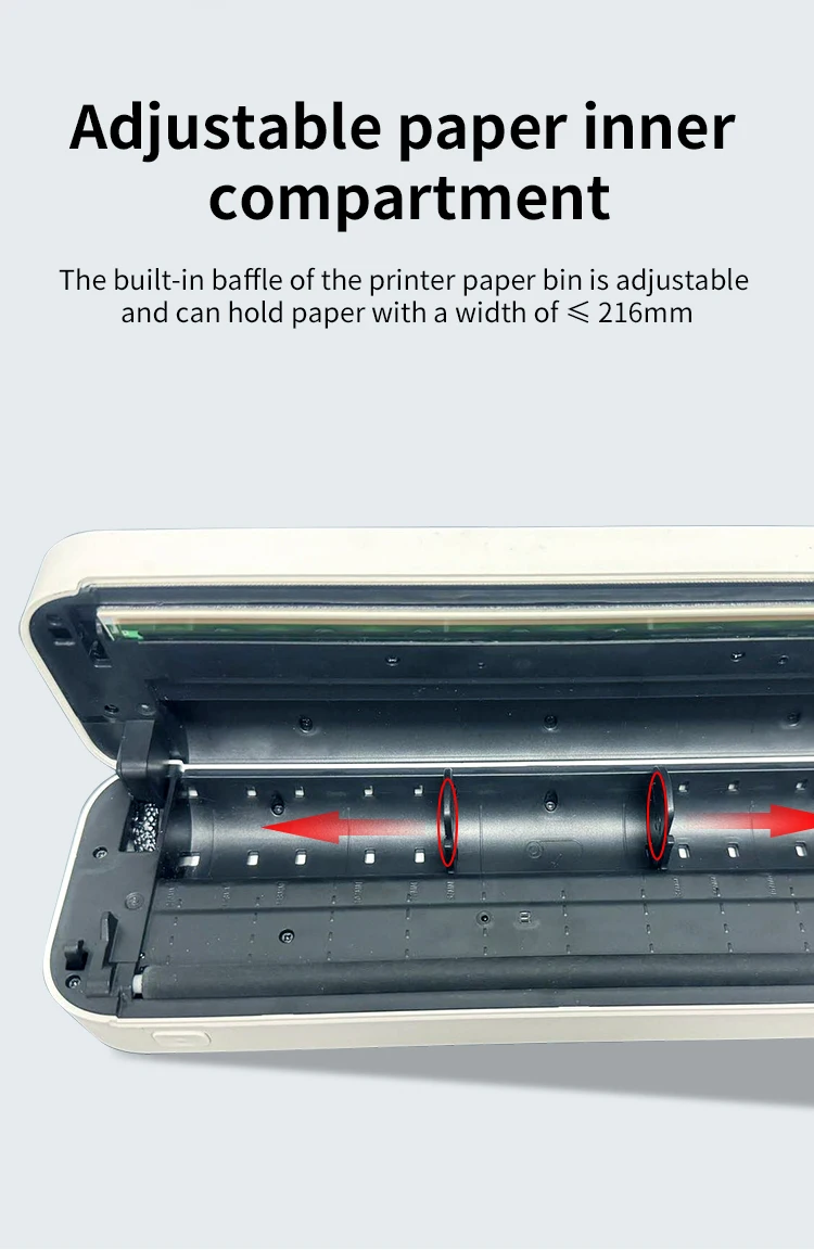 מדפסת תרמית ניידת ללא דיו עם חיבור בלוטות' להדפסה מהמחשב או מהטלפון