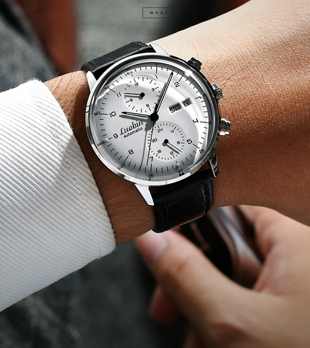 שעון אוטומטי יוקרתי לגברים בעיצוב עסקי בצבעים ורצועות לבחירה