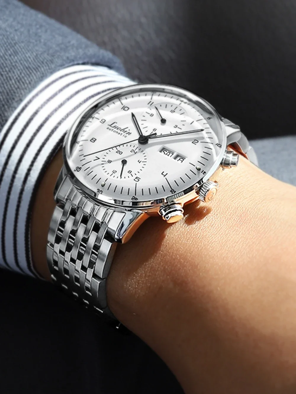 שעון אוטומטי יוקרתי לגברים בעיצוב עסקי בצבעים ורצועות לבחירה