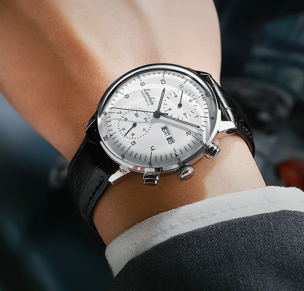 שעון אוטומטי יוקרתי לגברים בעיצוב עסקי בצבעים ורצועות לבחירה